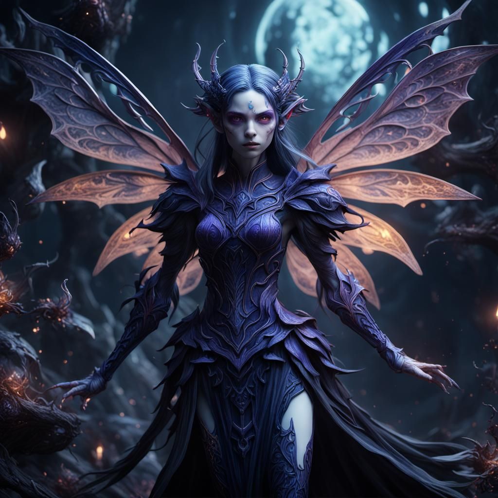 Dark Porcelain Fairy in Detailed Matte Painting