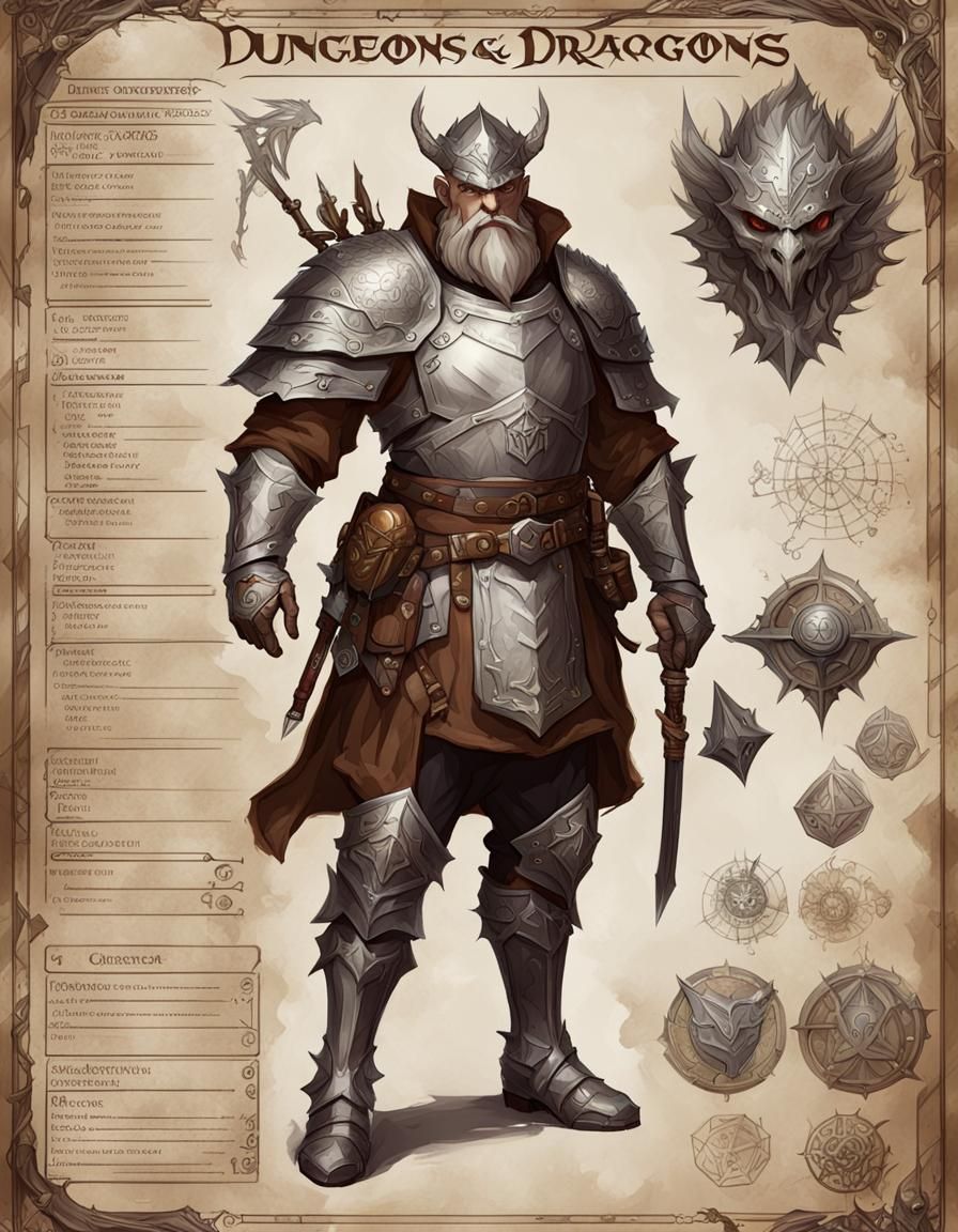 Elaborate Dungeons and Dragons Character Sheet in 4K