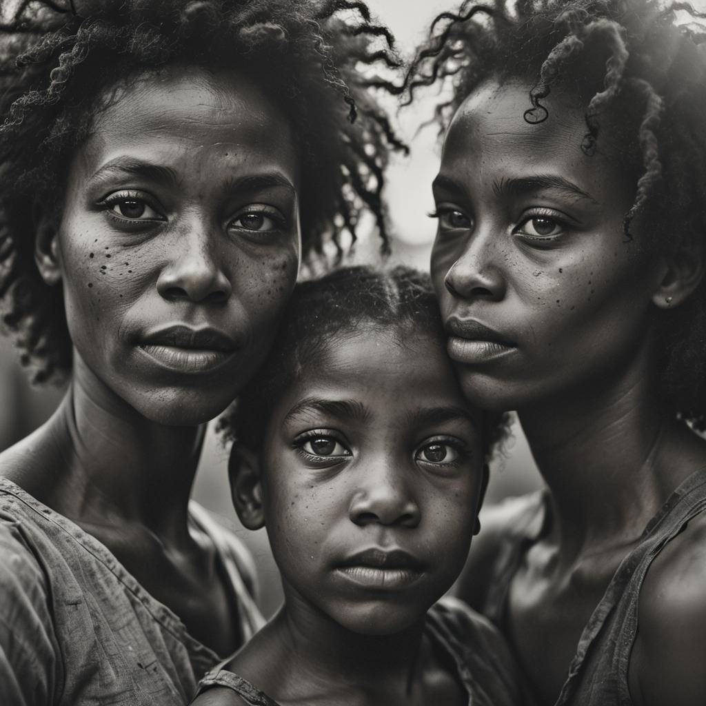 Intimate Portrait of Black Mother and Daughters