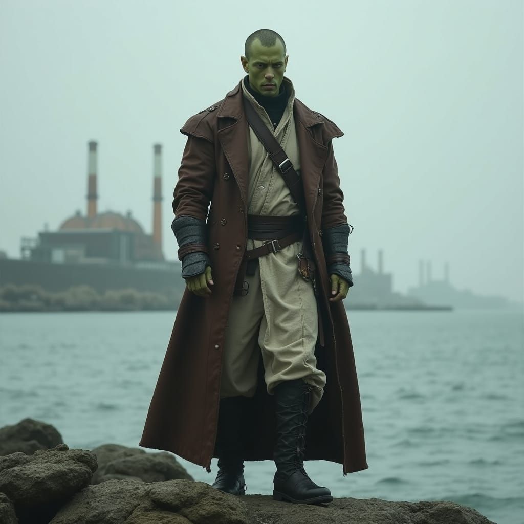 Nautolan Alien Portrait in Dystopian Coastal Setting