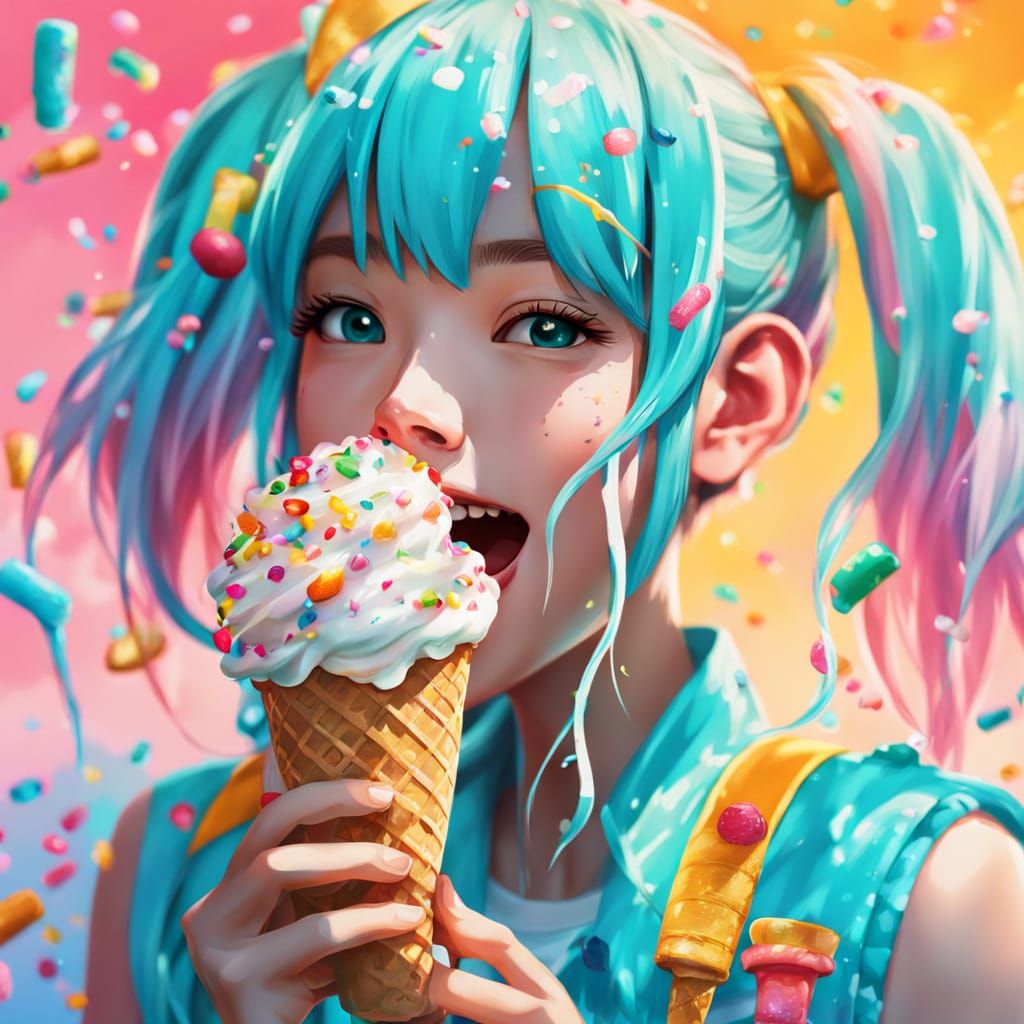 Hatsune Miku in Hyperrealistic Oil Painting Style