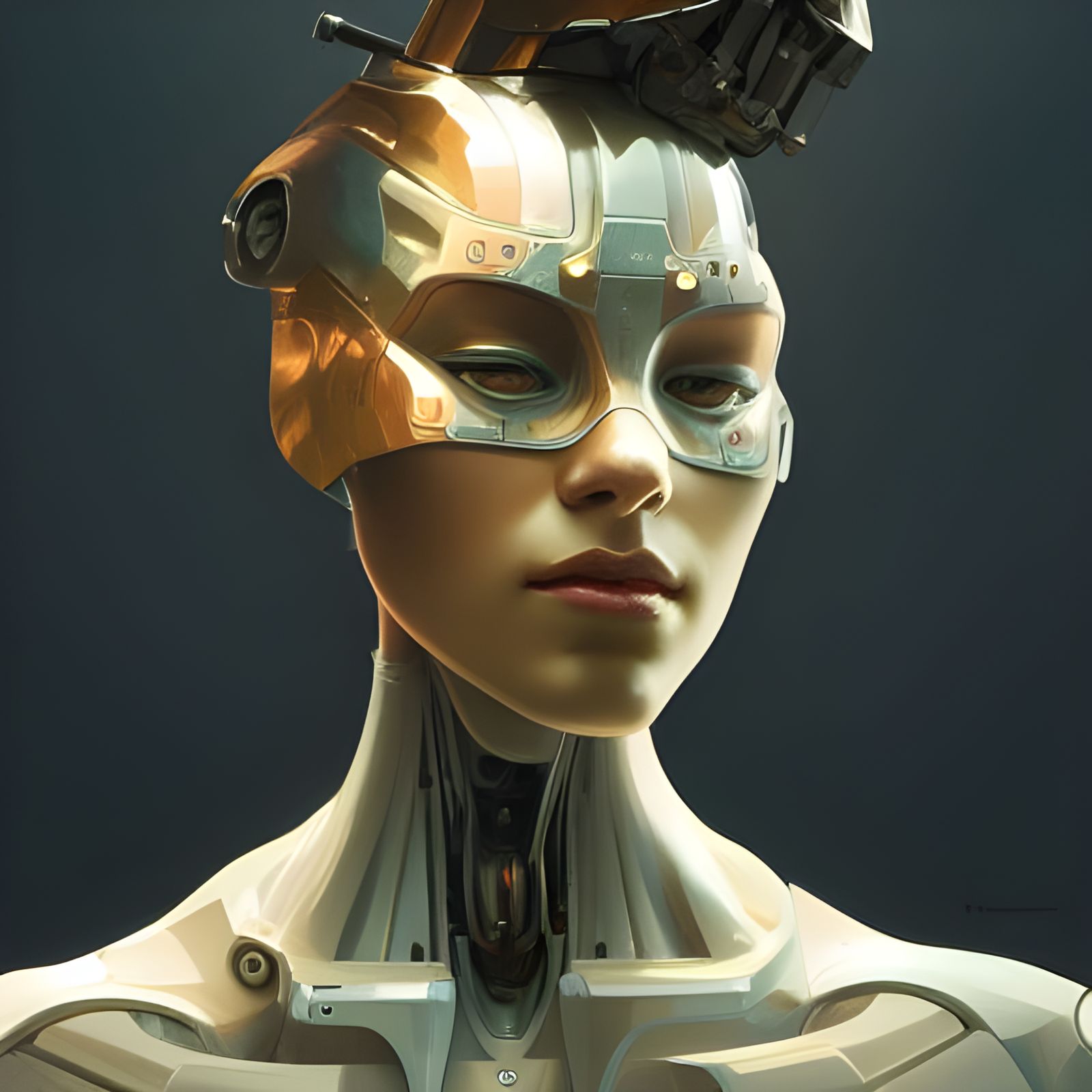 Hyperdetailed Robot Portrait in Art Nouveau Style