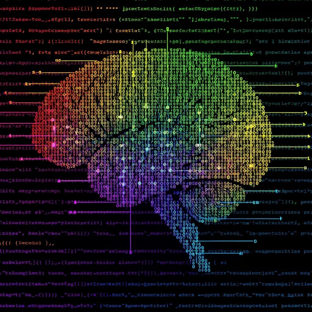 Holographic Rainbow Brain Map Made of Binary Code