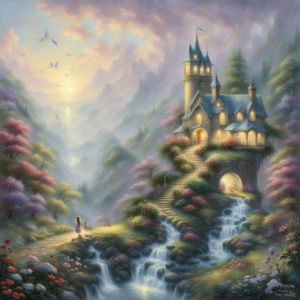 Ethereal Fairy in a Misty Fantasy Landscape