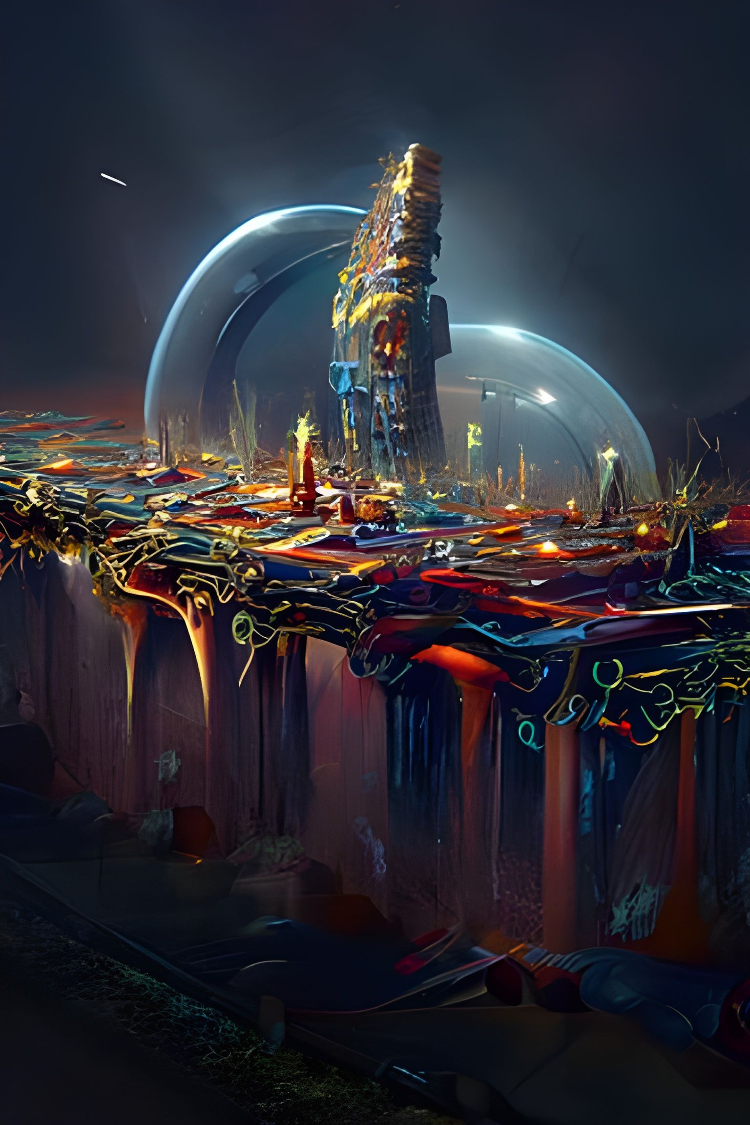 Dystopian Space City in Surreal Digital Painting
