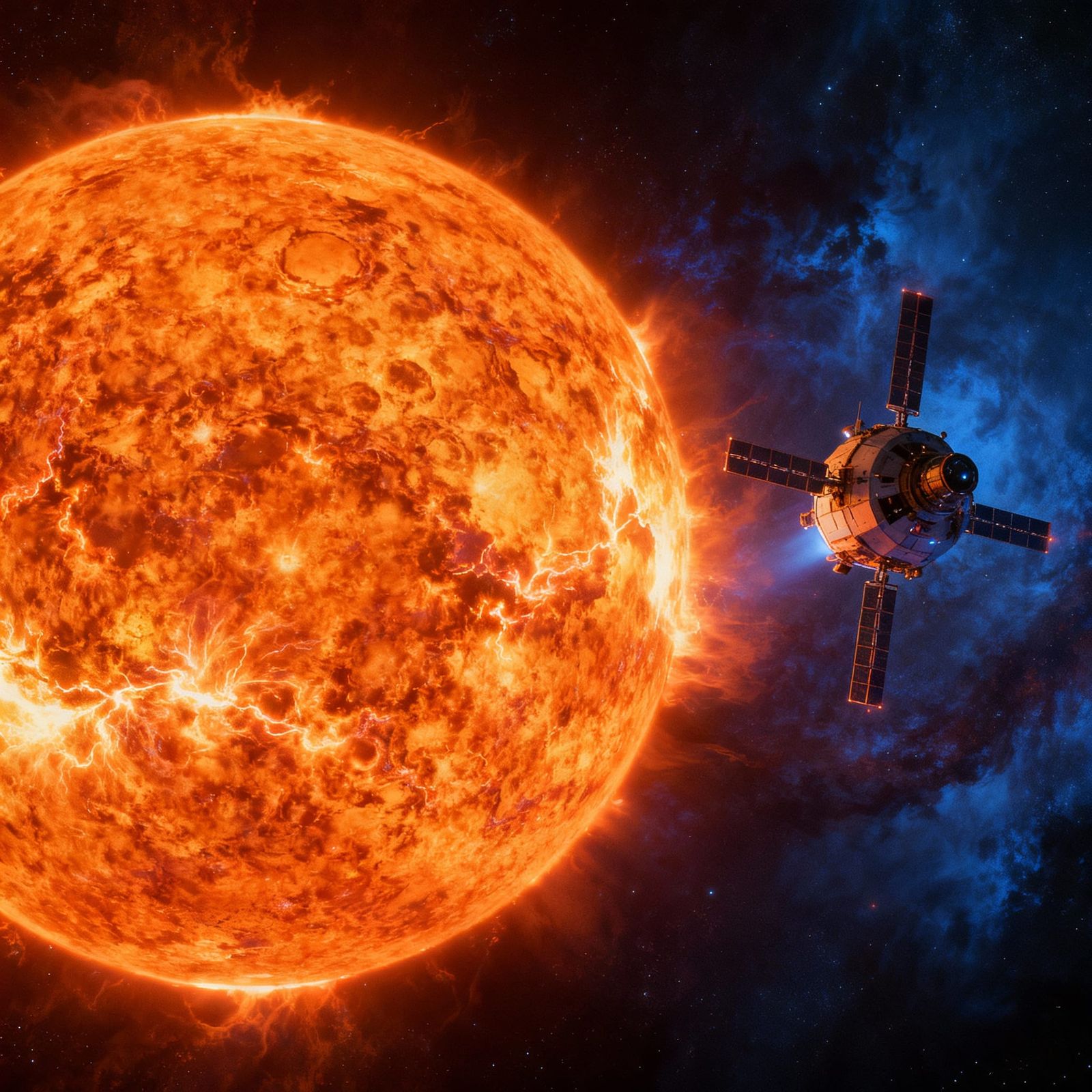 Retro Future Space Probe Near Sun's Corona
