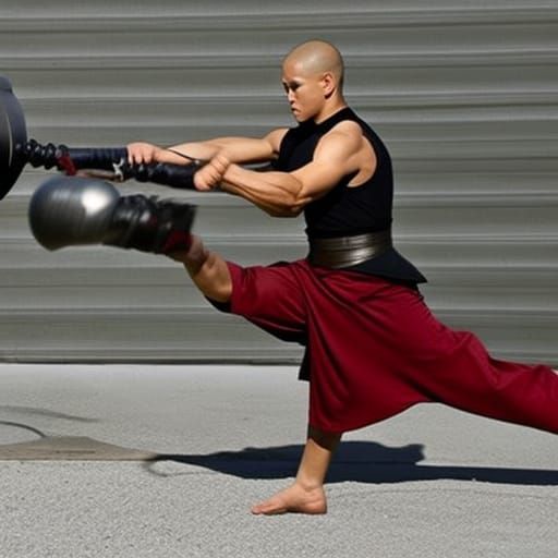 Steampunk Monk Spinning Kick Training