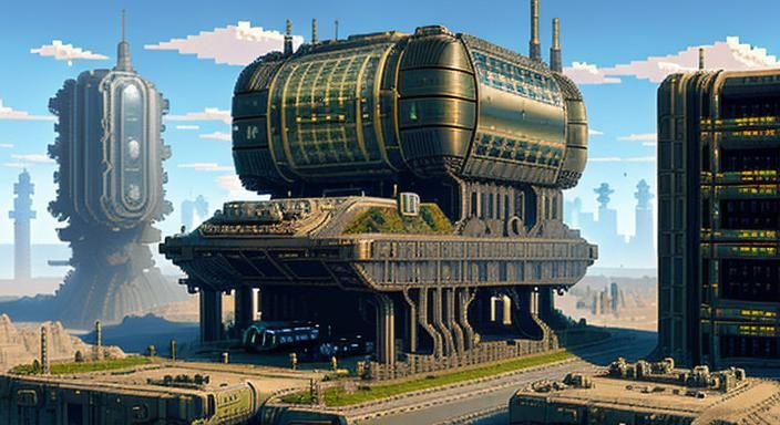 Surreal Dieselpunk Landscape with Futuristic Elements
