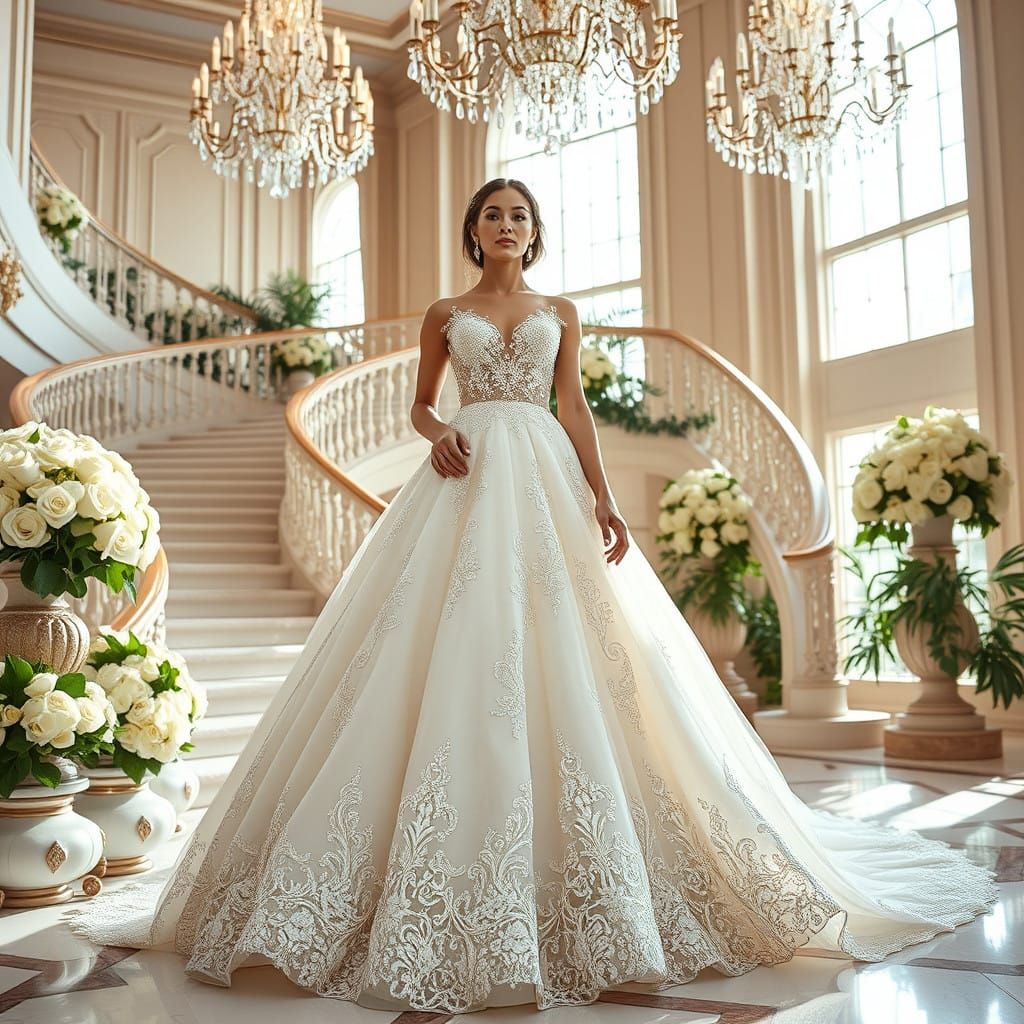 Ethereal Bridal Gown in Opulent Grandeur Style