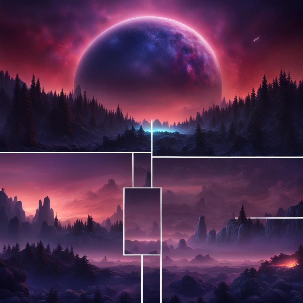 Detailed Matte Painting of a Horizon Night Sky