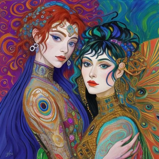 Abstract Dragon Woman Portrait in Fauvist Expressionism