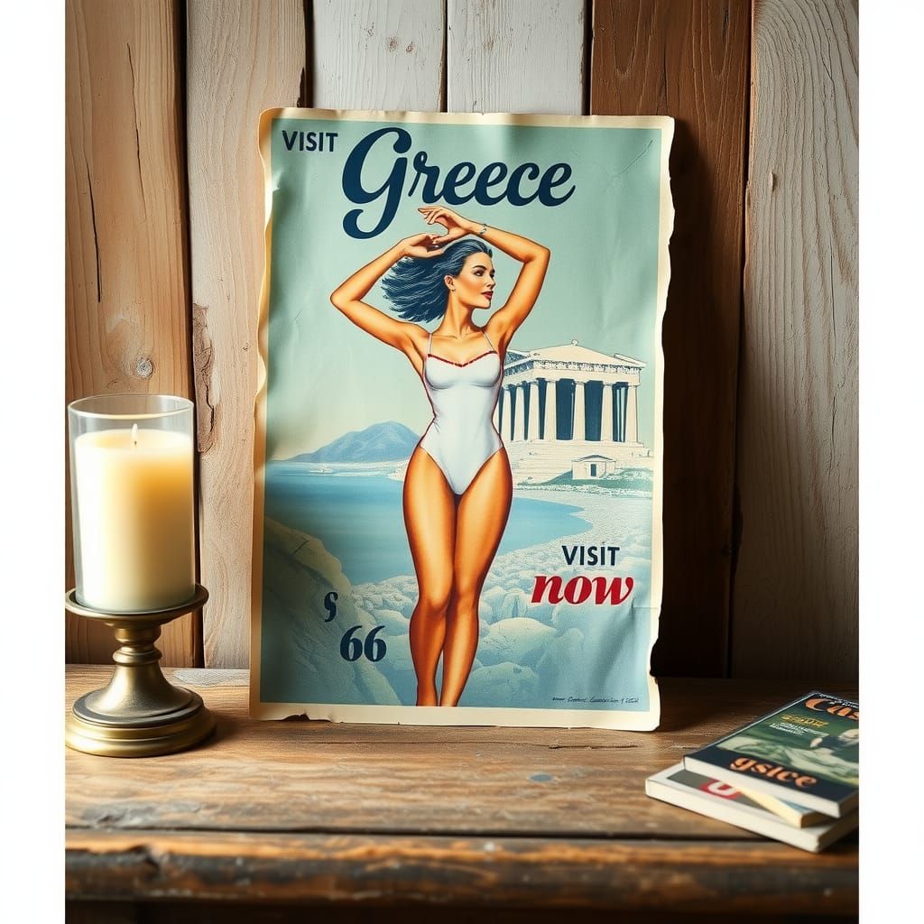 Vintage Travel Poster: Visit Greece Now