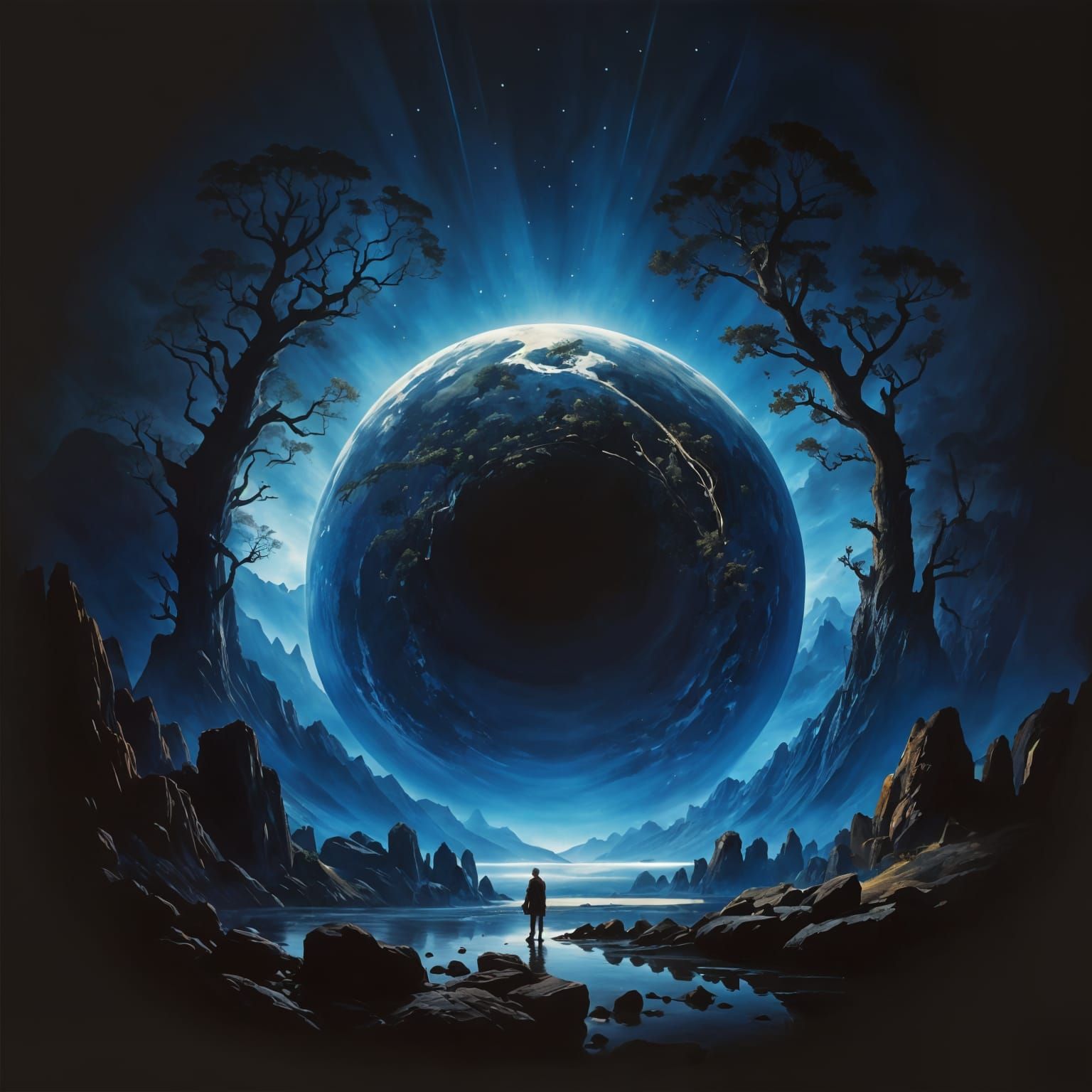 Romantic Landscape with Approaching Eclipse