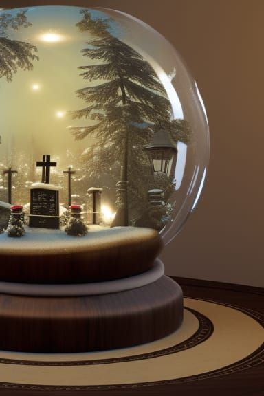 Cemetery Scene Inside Glass Snow Globe