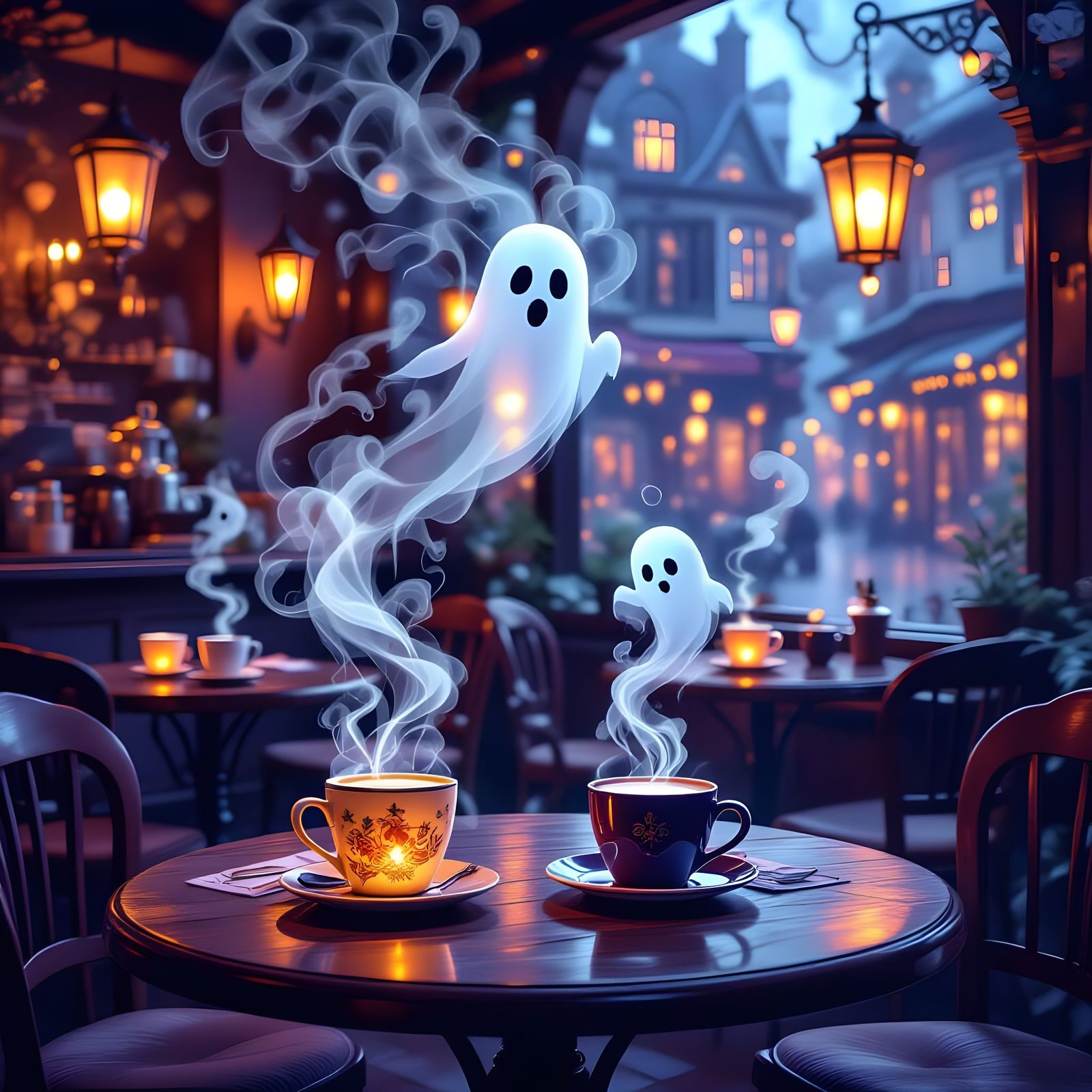Ghostly Steam Rises From Magical Coffee Mugs
