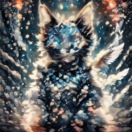 Anime Girl with Bird on Pastel Bench