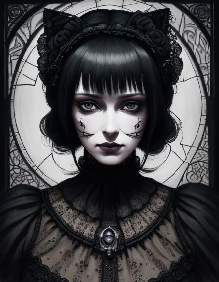 Surrealism. Close-up portrait. Hello Kitty waits for a matur...