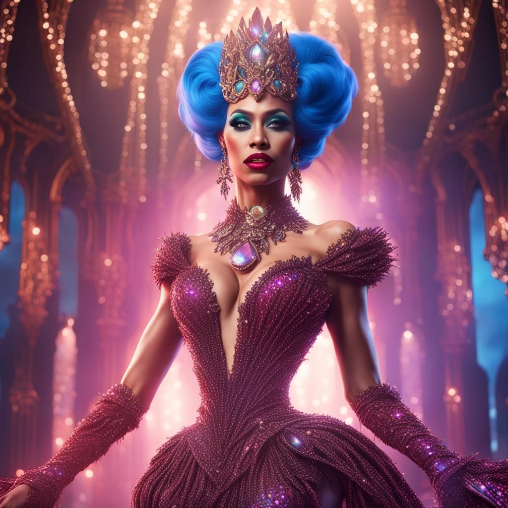 Grace: Drag Queen in Crystals, Detailed Digital Painting