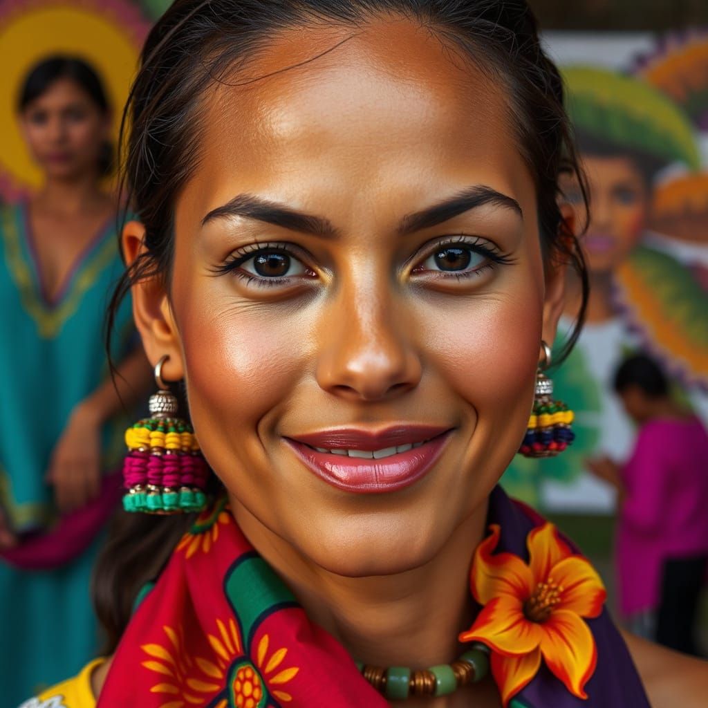 Stunning Colombian Woman Portrait in Photorealistic Style