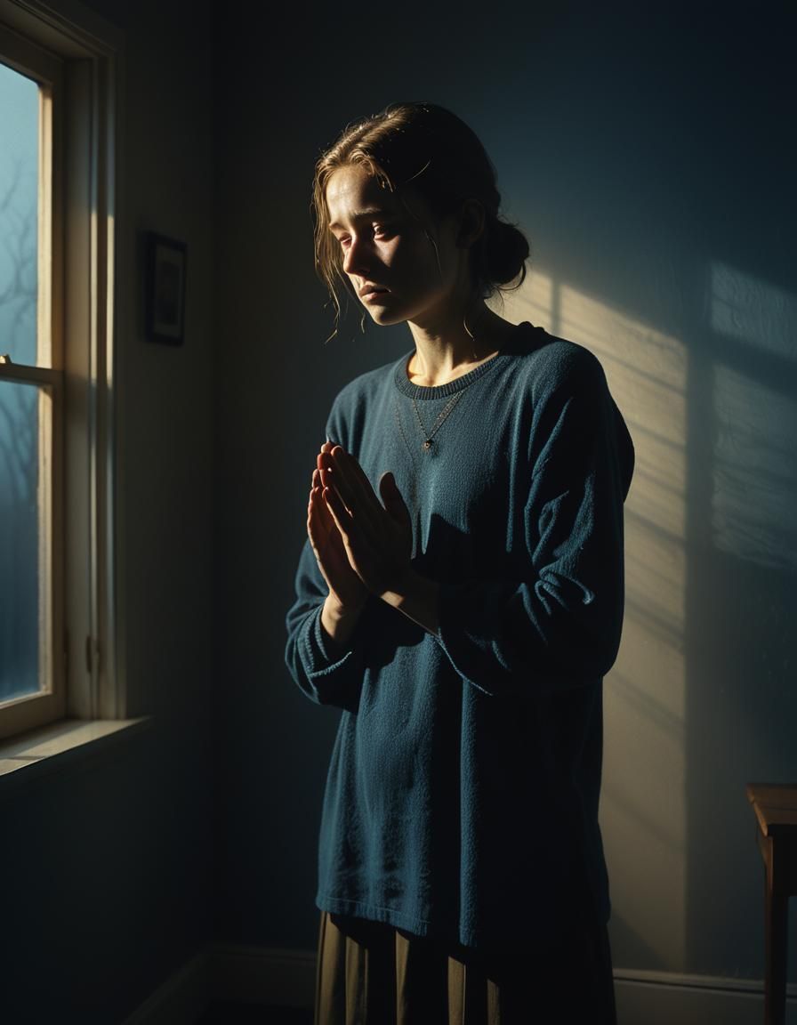 Emotive Portrait in Soft Light, Digital Art