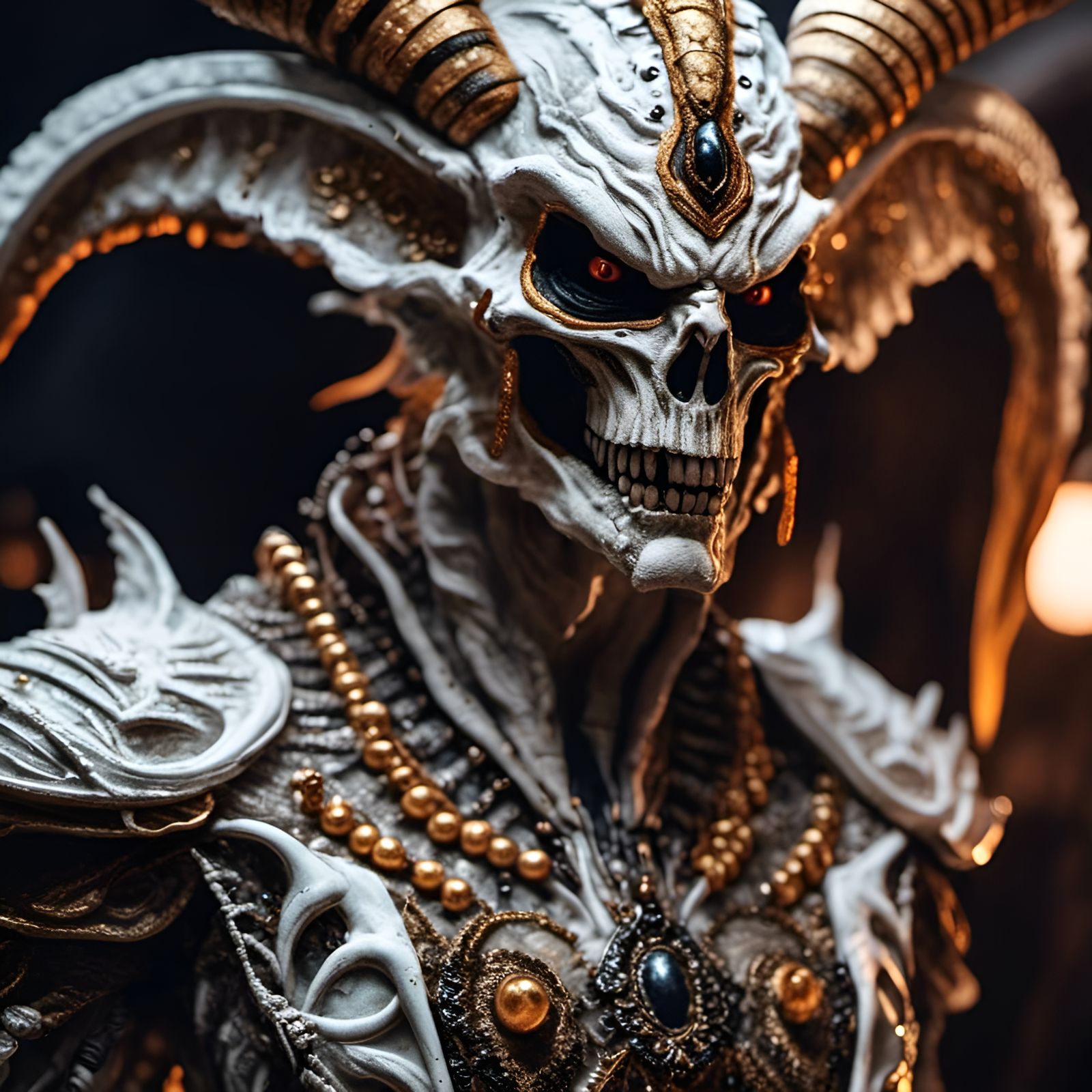 Haunted Voodoo Zombie Portrait in Rococo Style