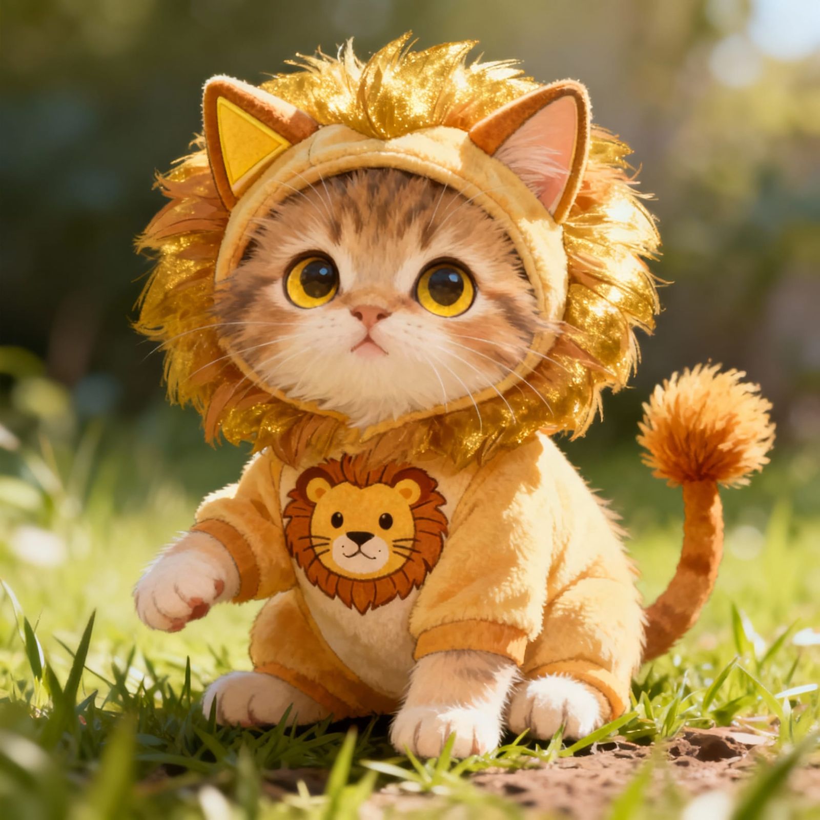 A kitten dressed as a lion