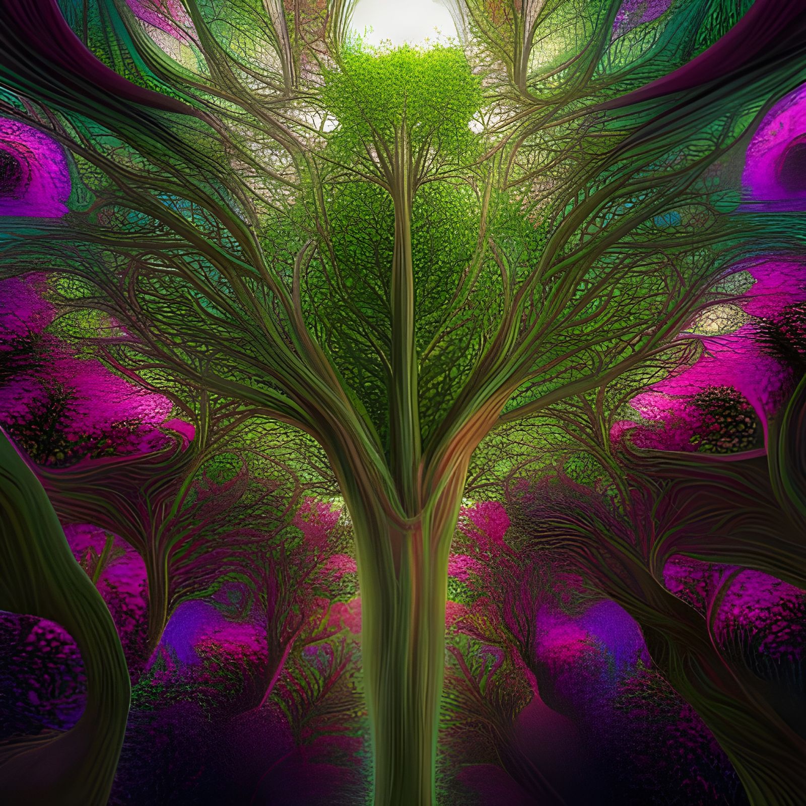Lush Futuristic Forest in 3D with Intricate Details