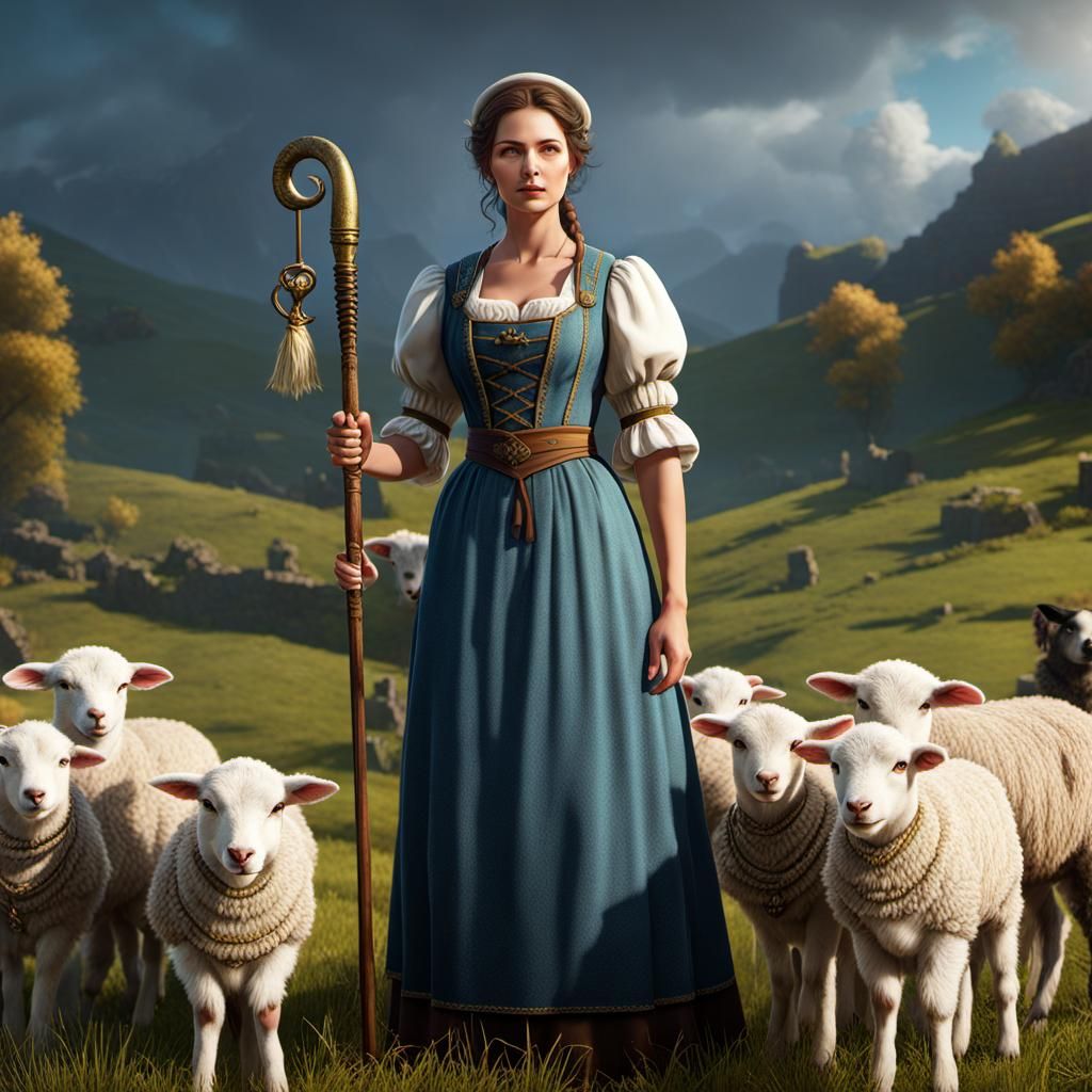 Mary and Lamb in Fantasy Concept Art