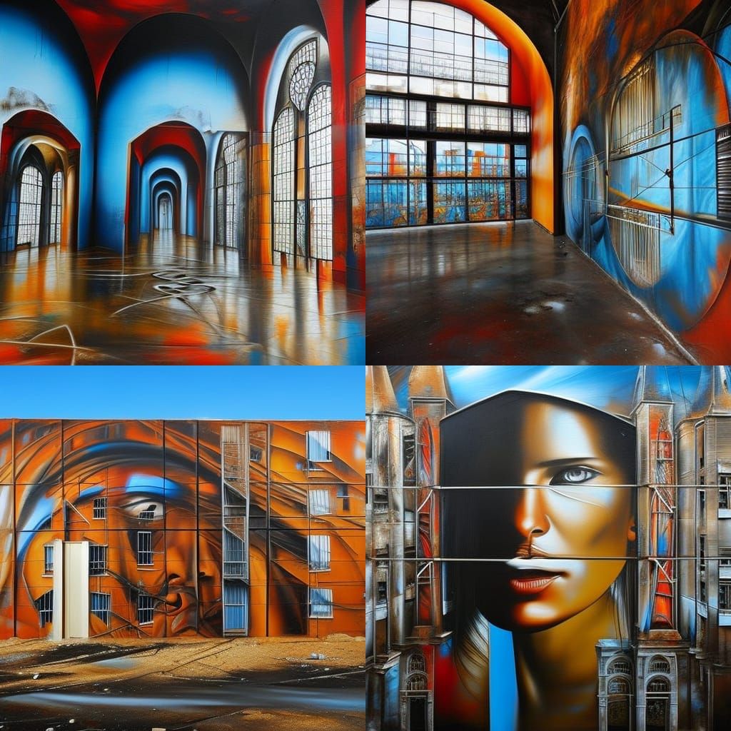Colorful Graffiti Art on Large Factory Building
