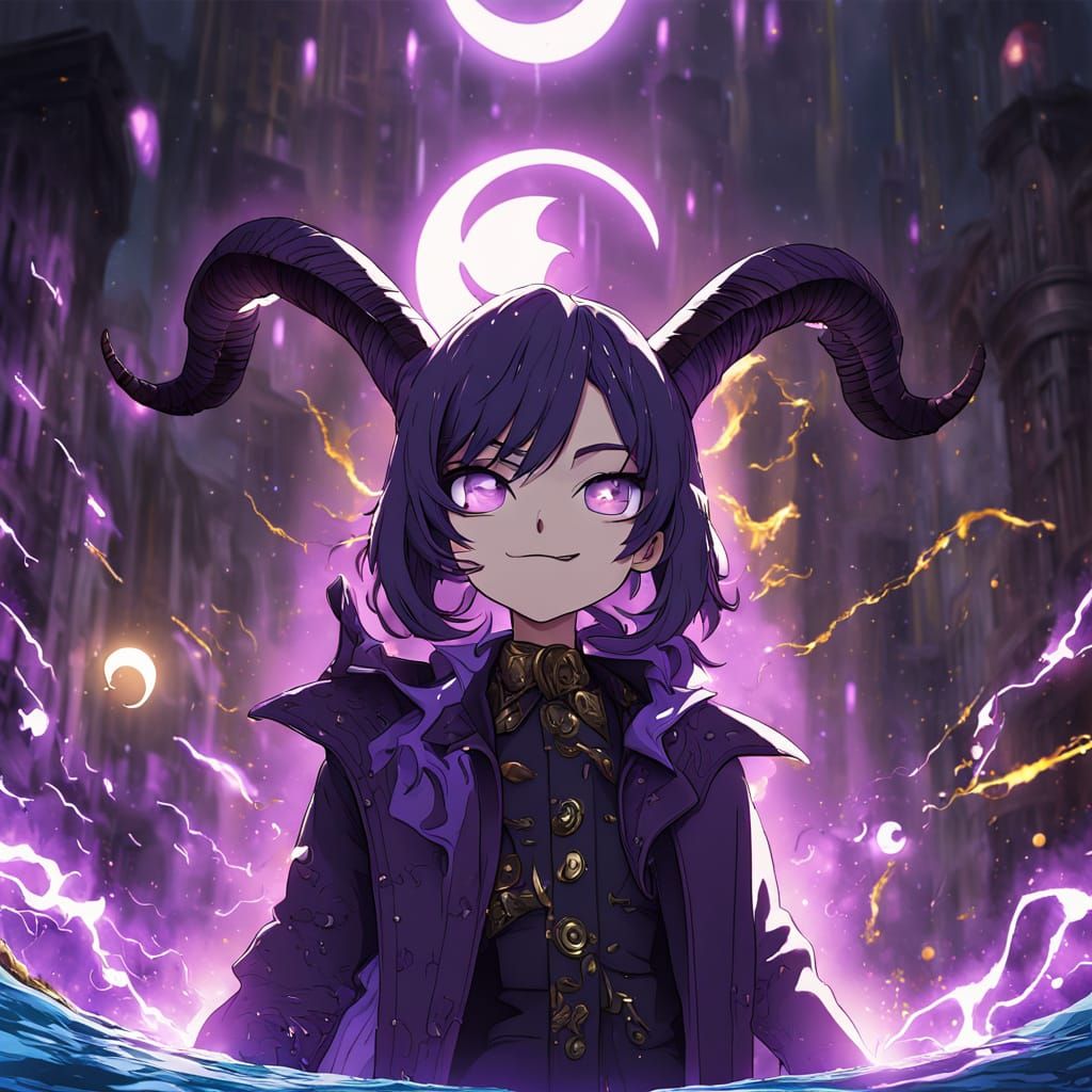 Dark Magical Girl Casting Magic in Manga Style