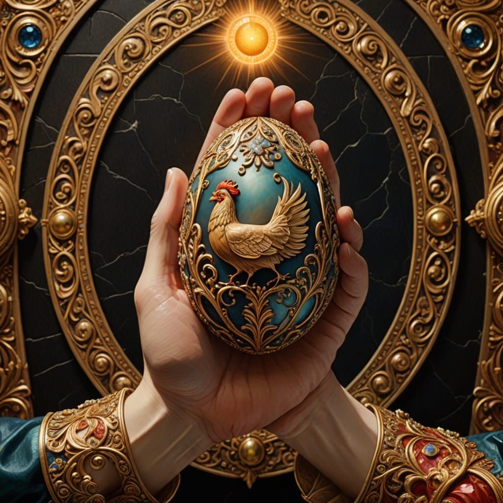 Jesus Reveals a Golden Fabergé Egg in a Baroque Masterpiece
