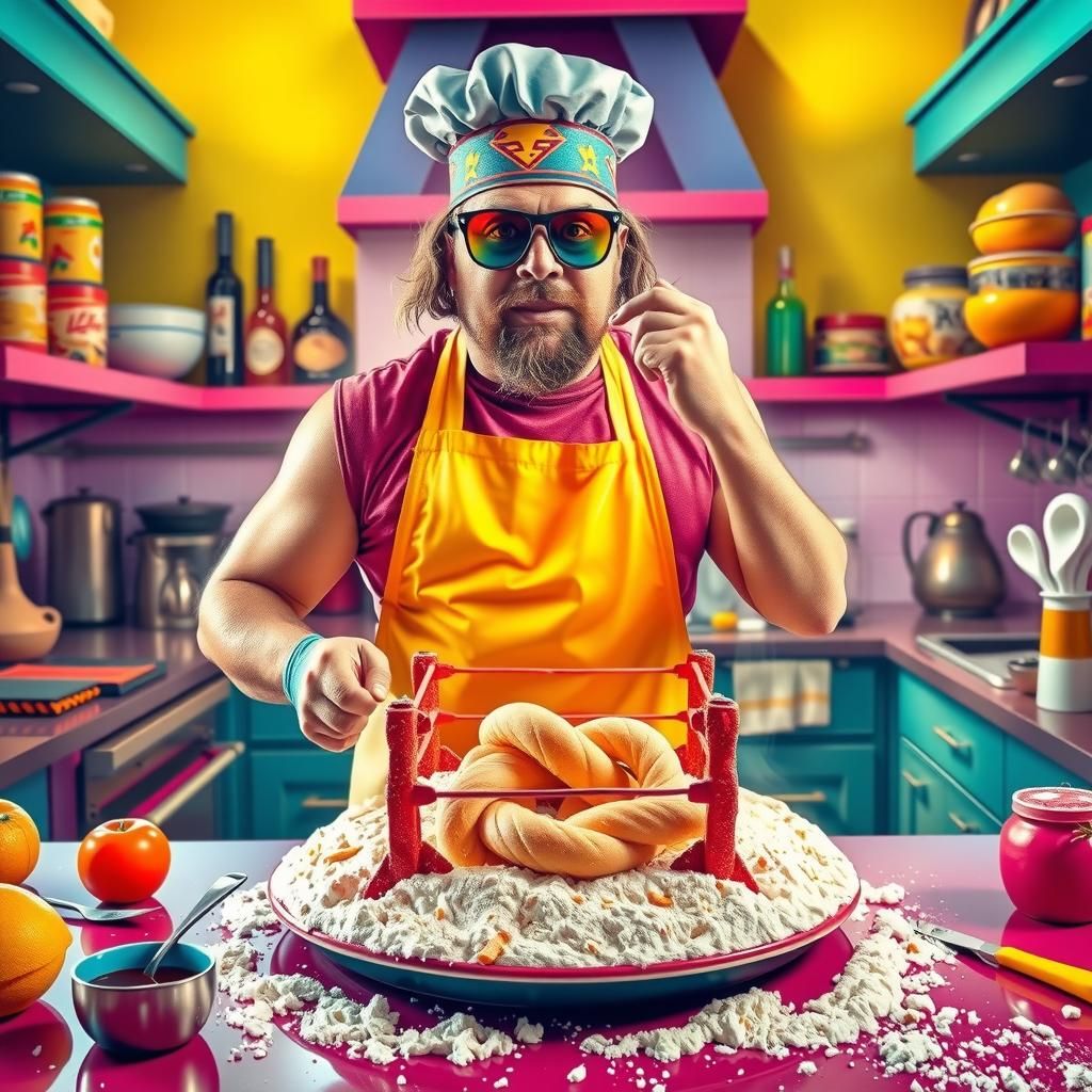 Macho Man Chef Prepares Wrestling Dish in Pop Art Style