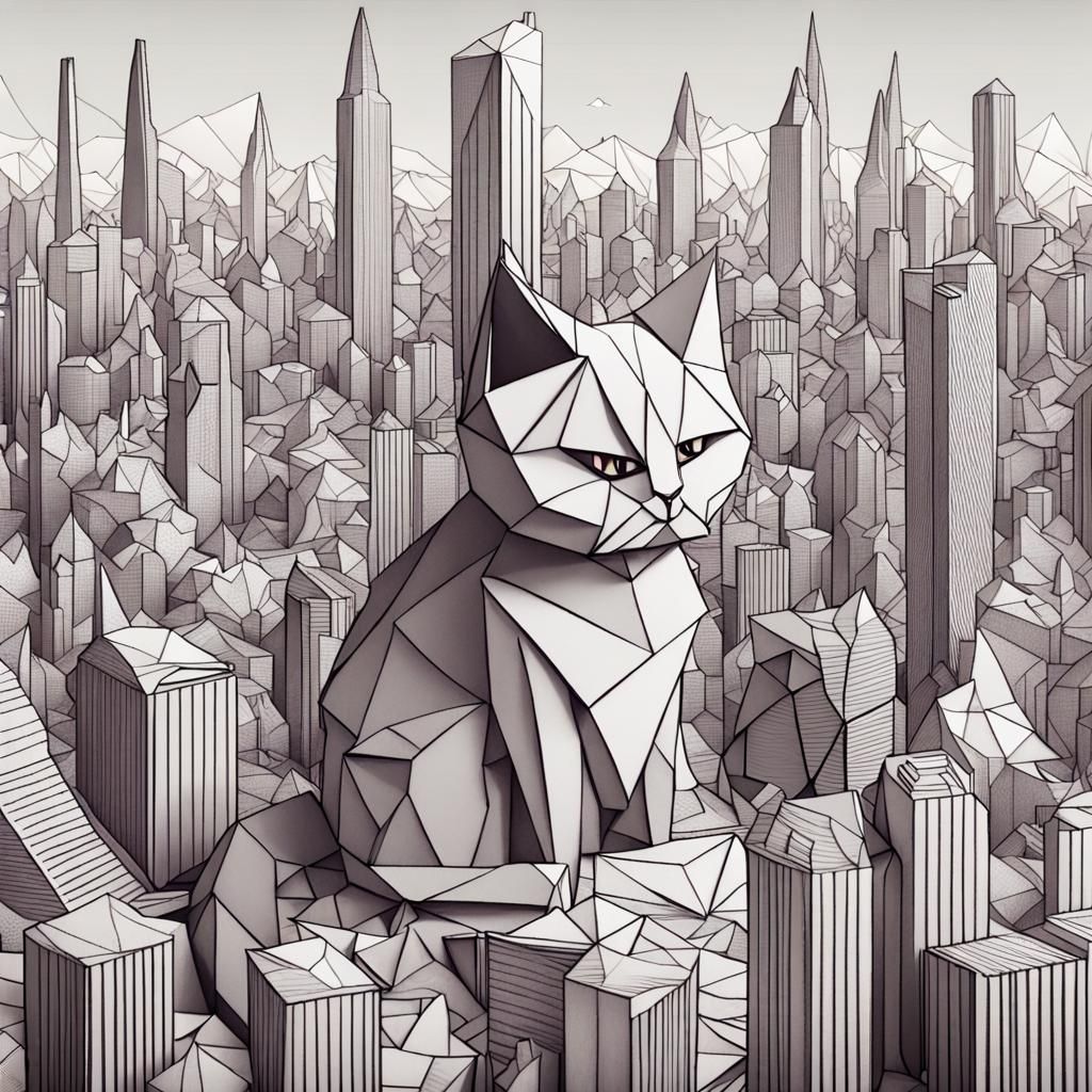 Cat Metropolis: Rebellious Cats in Papercraft Cityscape