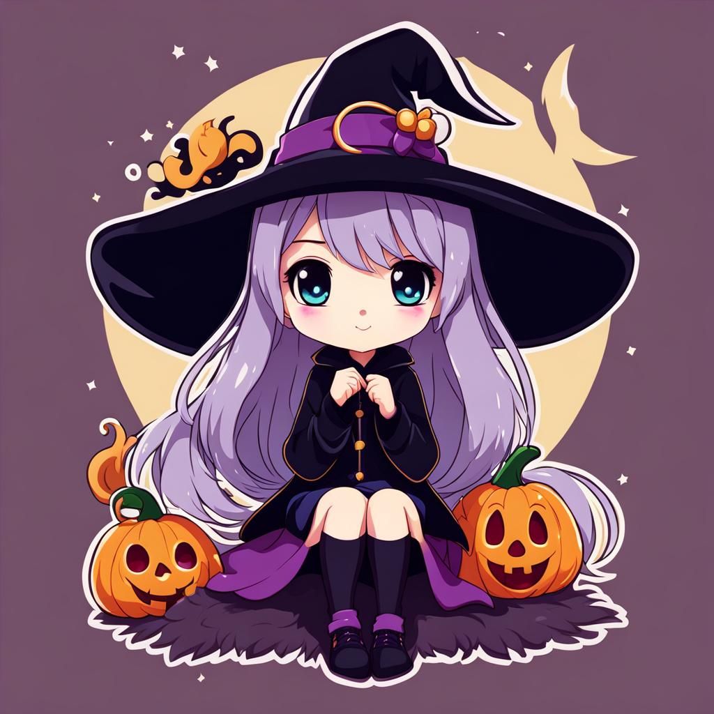 Kawaii Anime Witch in Disney Cartoon Style