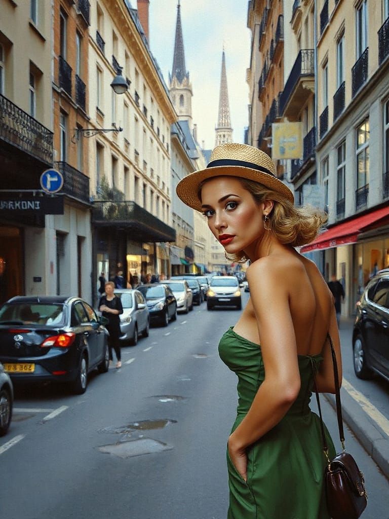 Paris Street Scene in Encaustic Impressionist Style