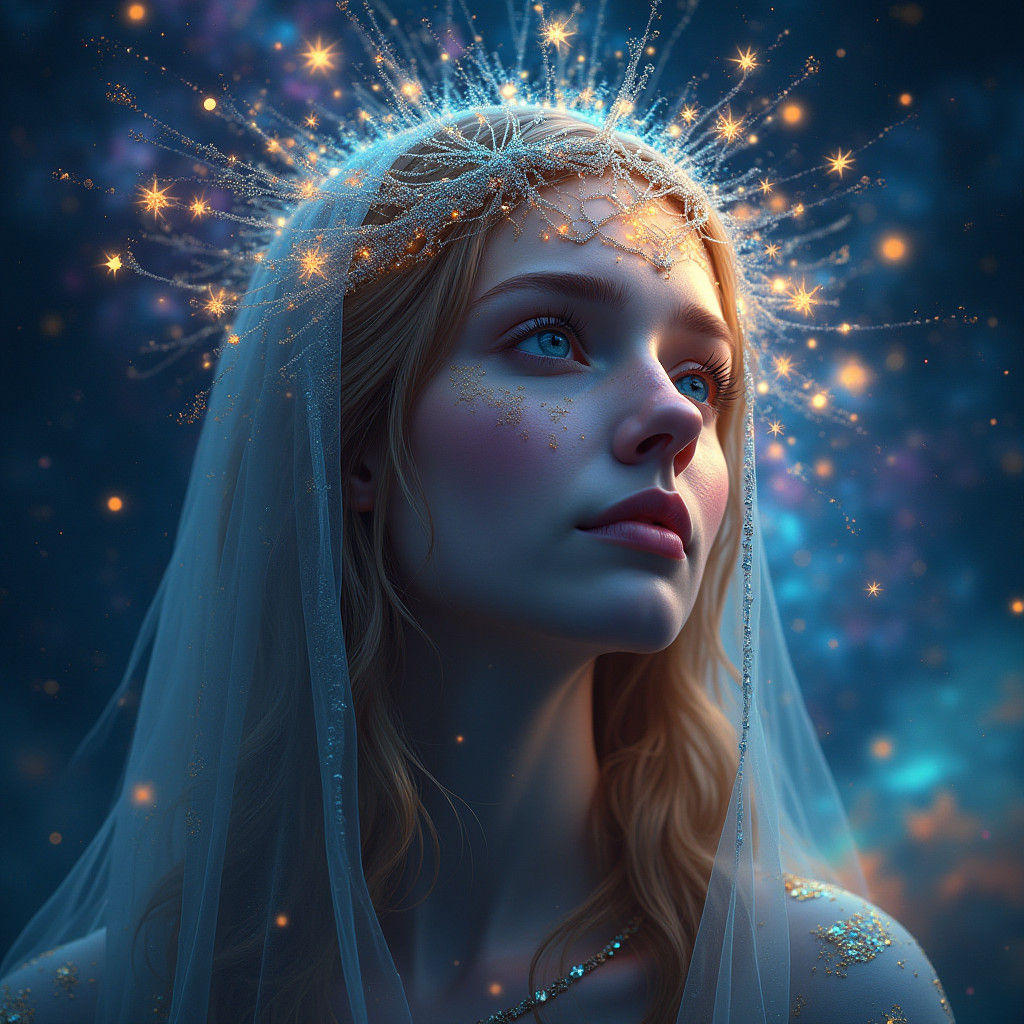 Luminous Cosmic Web Portrait in Hyperdetailed Style