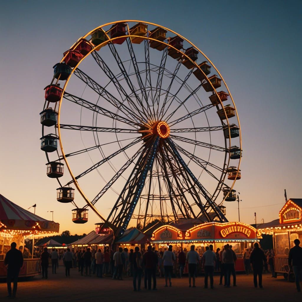 Vibrant Ferris Wheel at County Fair in Film Still