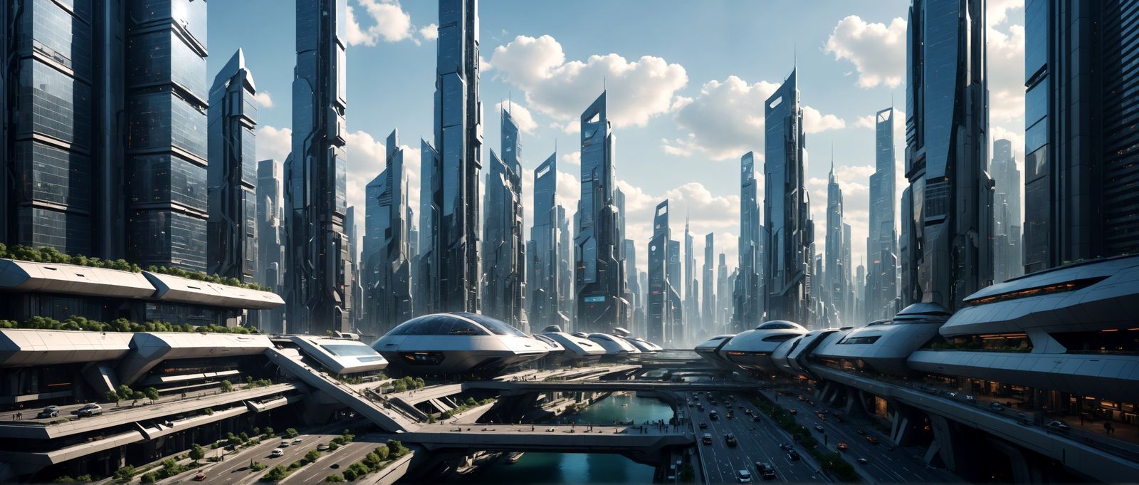 Futuristic Cityscape with Advanced Technology