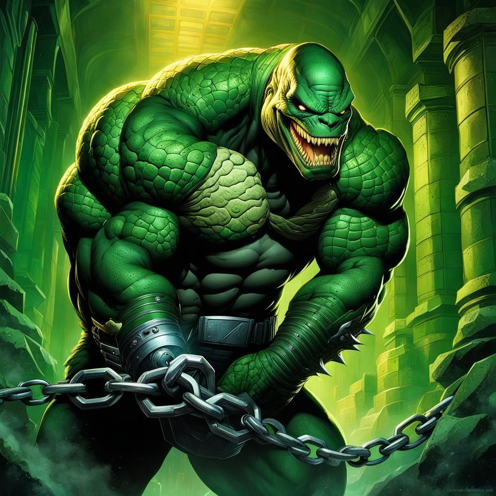 Muscular Killer Croc Screaming in Sewers