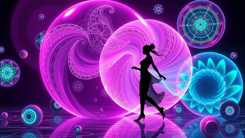 Vibrant Psychedelic Orb in Hypnotic Wave Function Fractal