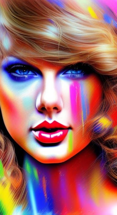 Hyperrealistic Portrait of Taylor Swift with Splash Art