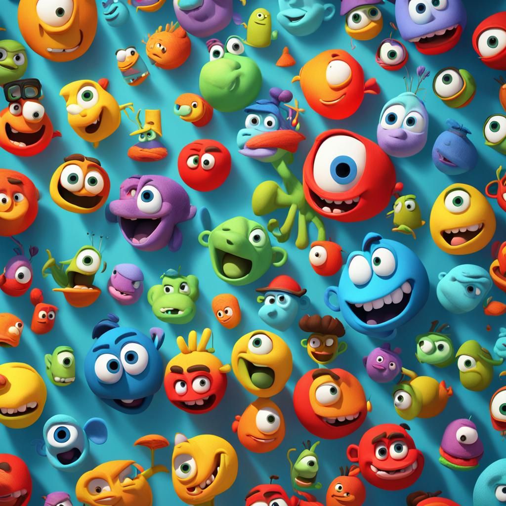 Pixar Style 3D Art with Bright Gradient Background