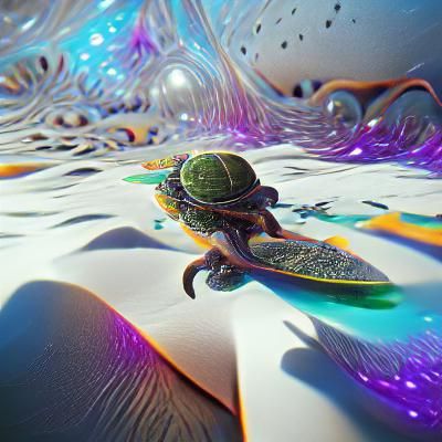 Cosmic Turtle Surfer on Astral Wave