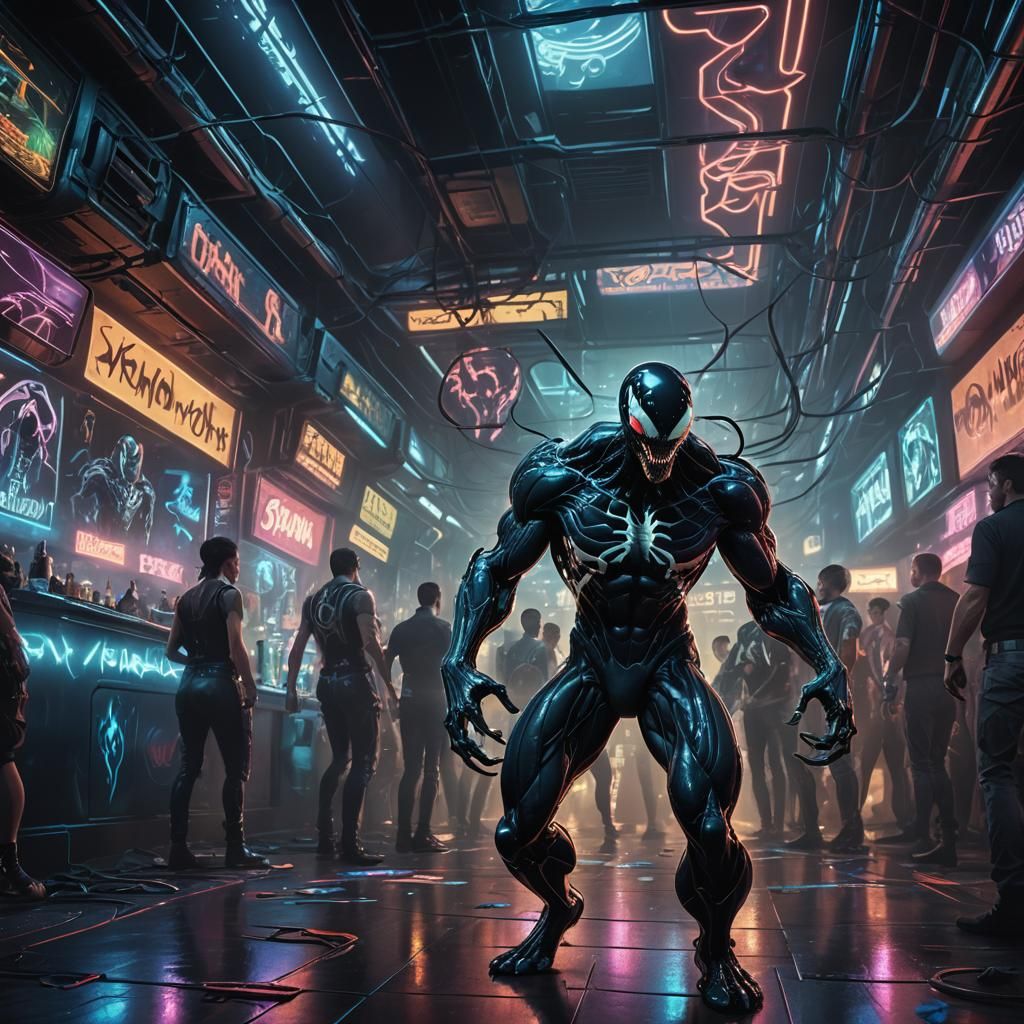 Venom Dances in Cyberpunk Nightclub