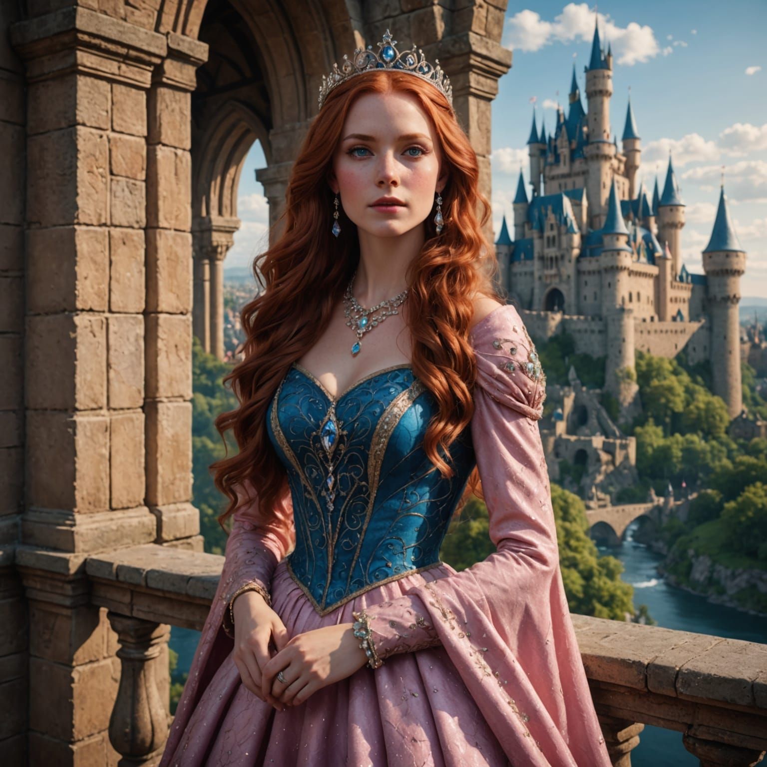 Princess in a Whimsical Castle Setting