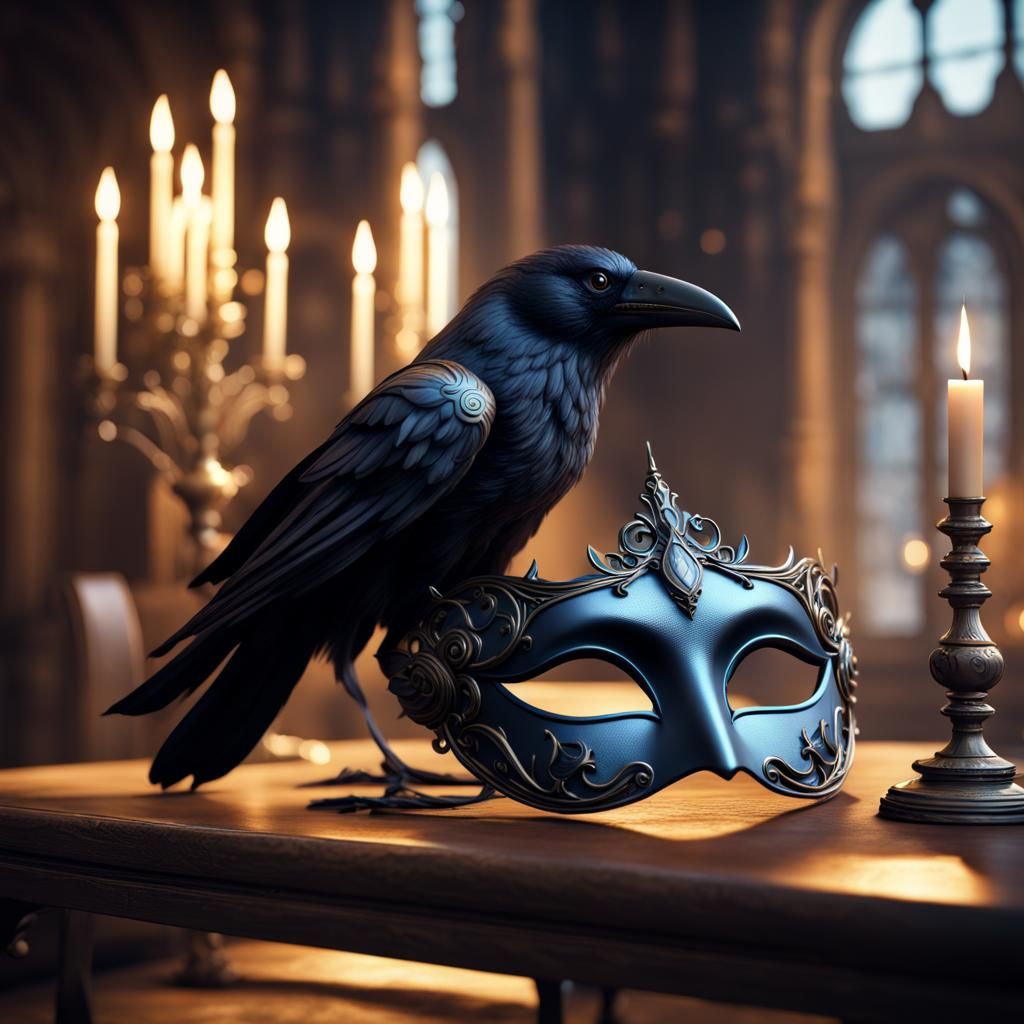 Raven in Masquerade Mask: Fantasy Concept Art