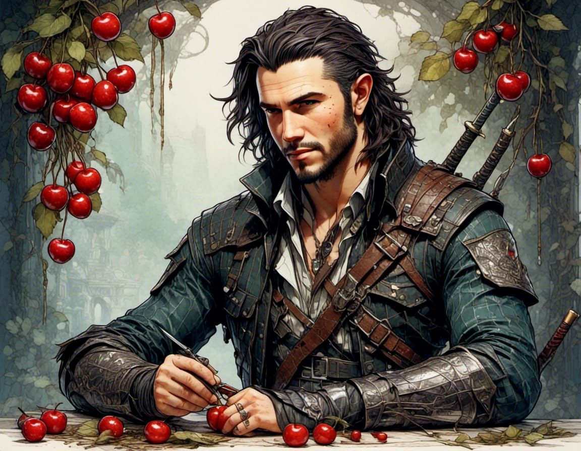Pitting cherries for a pie