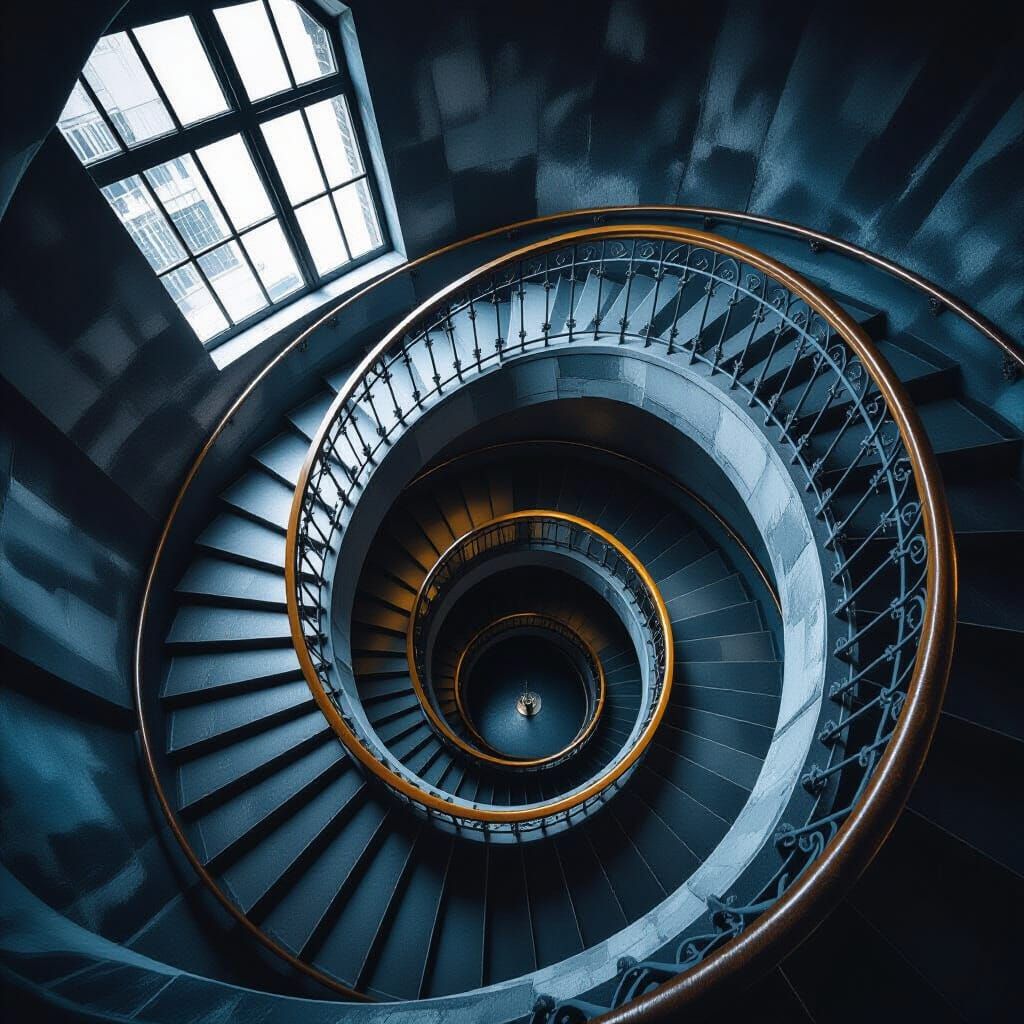 Dark Aesthetic Spiral Stairway View From Above