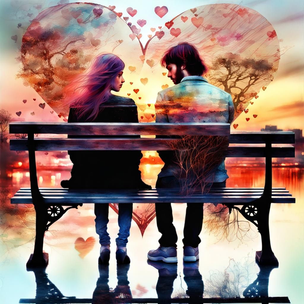 Double Exposure: Couple's Love Story at Sunset