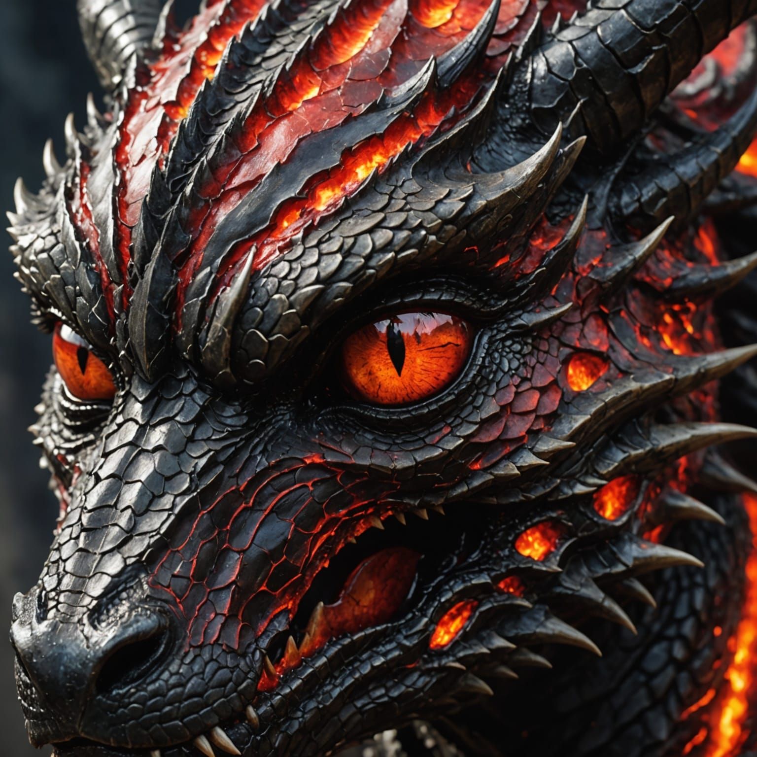 Dragon Woman's Molten Lava Face Close-Up
